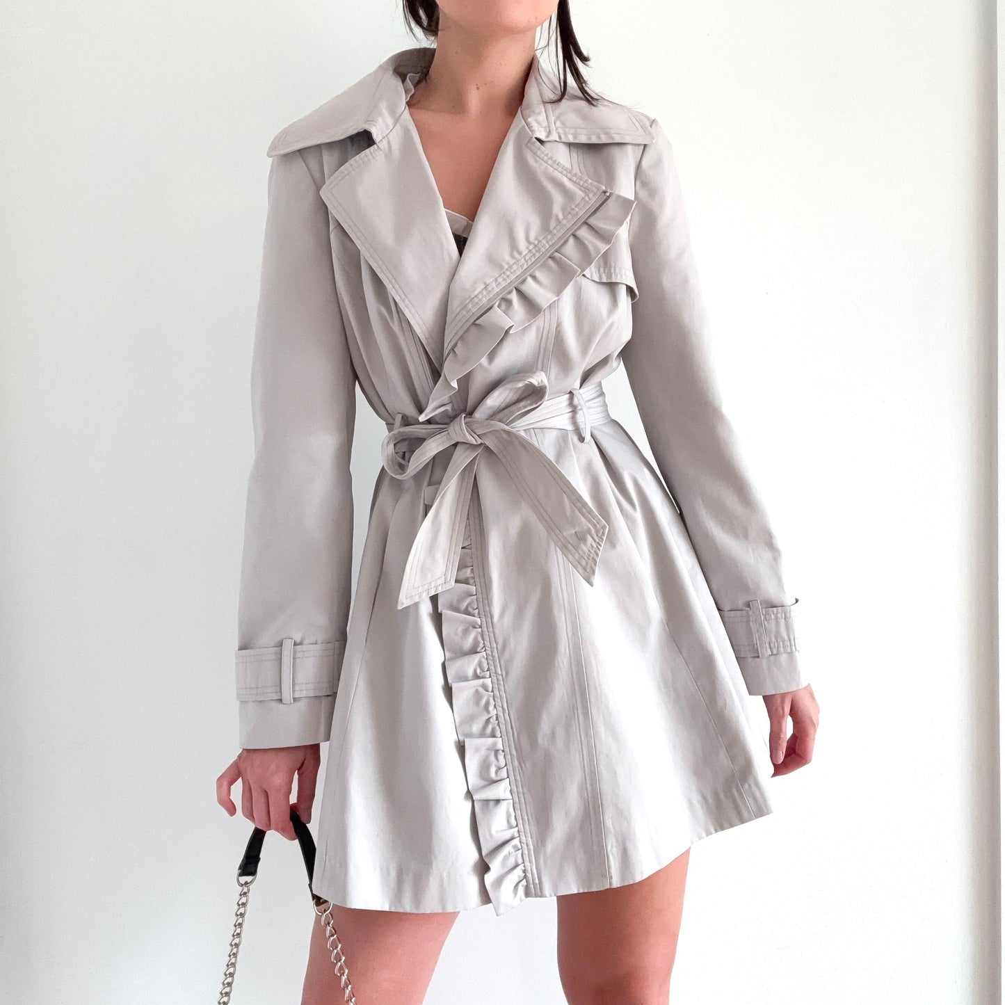 2010's Light Grey Ruffle Coat / SZ L