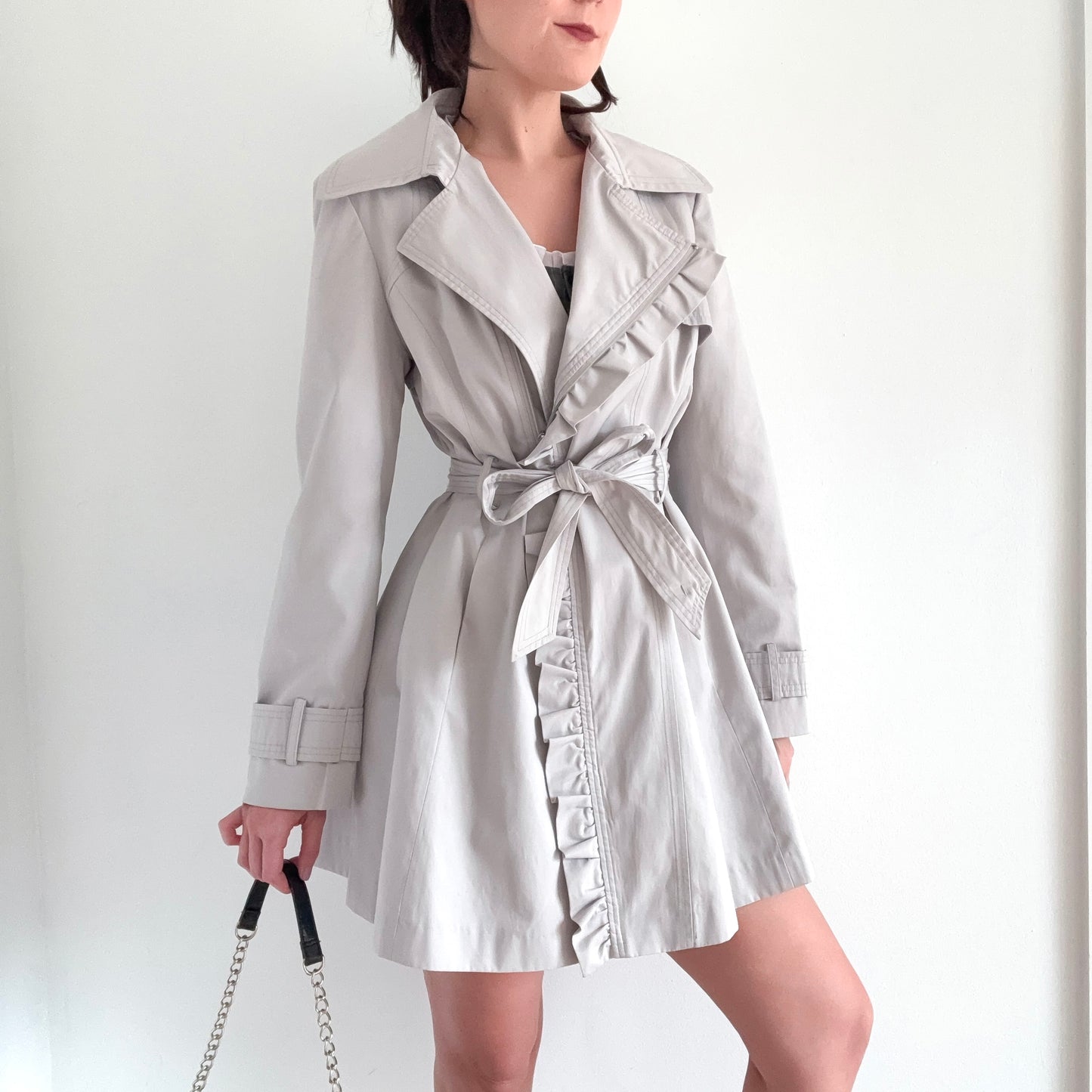 2010's Light Grey Ruffle Coat / SZ L