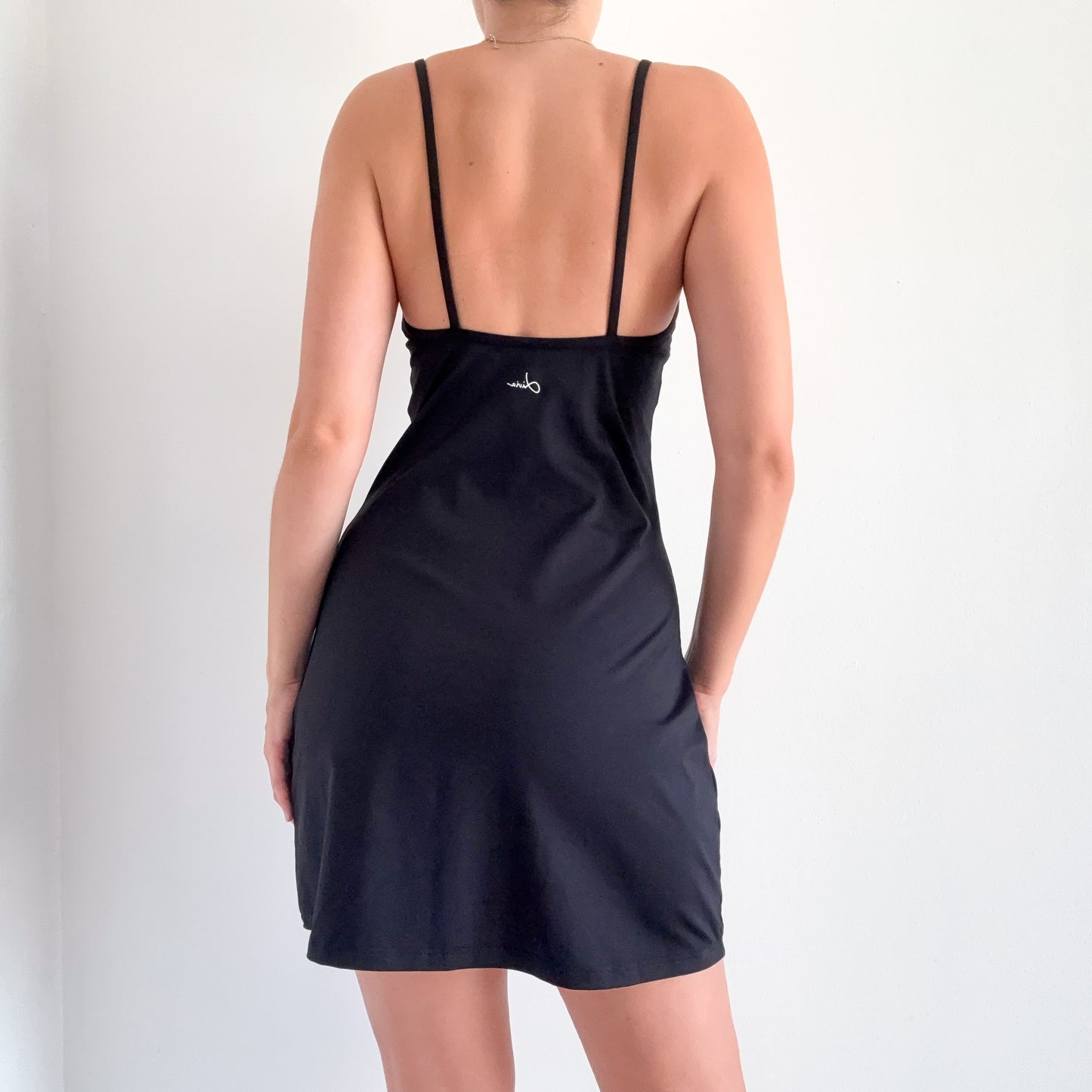 90's Black Square Neck Mini Dress / SZ S