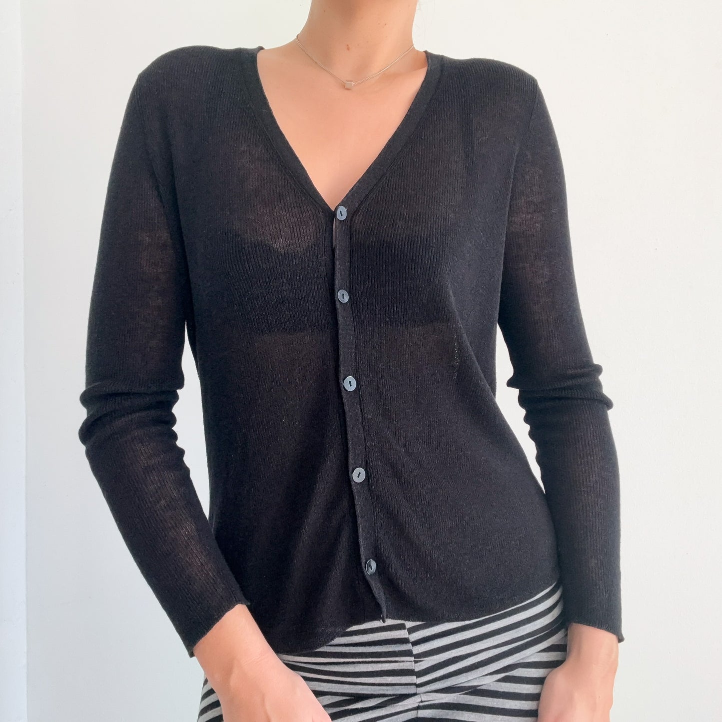 Y2K Black Knit Slouchy Backless Cardigan / SZ S