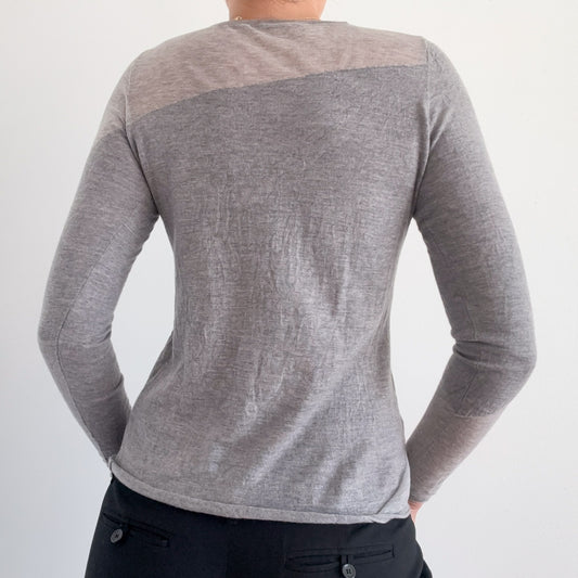 Y2K Grey Wool Knit Long Sleeve / SZ M