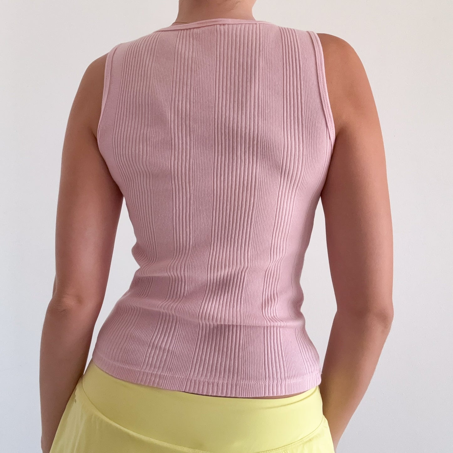 Y2K Baby Pink Ribbed Tank / SZ S