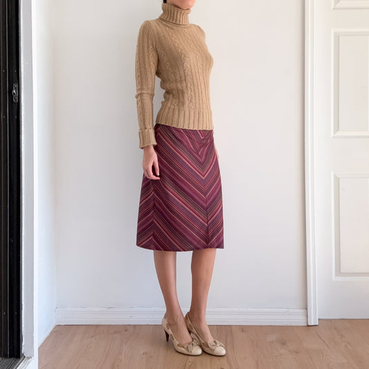 Y2K Purple Chevron Striped Midi Skirt / SZ M