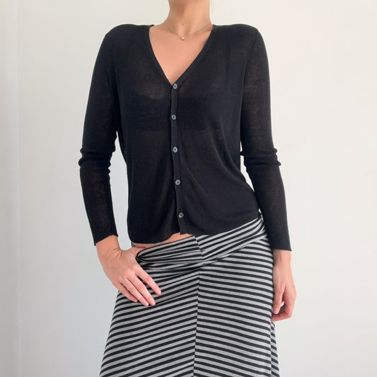 Y2K Black Knit Slouchy Backless Cardigan / SZ S
