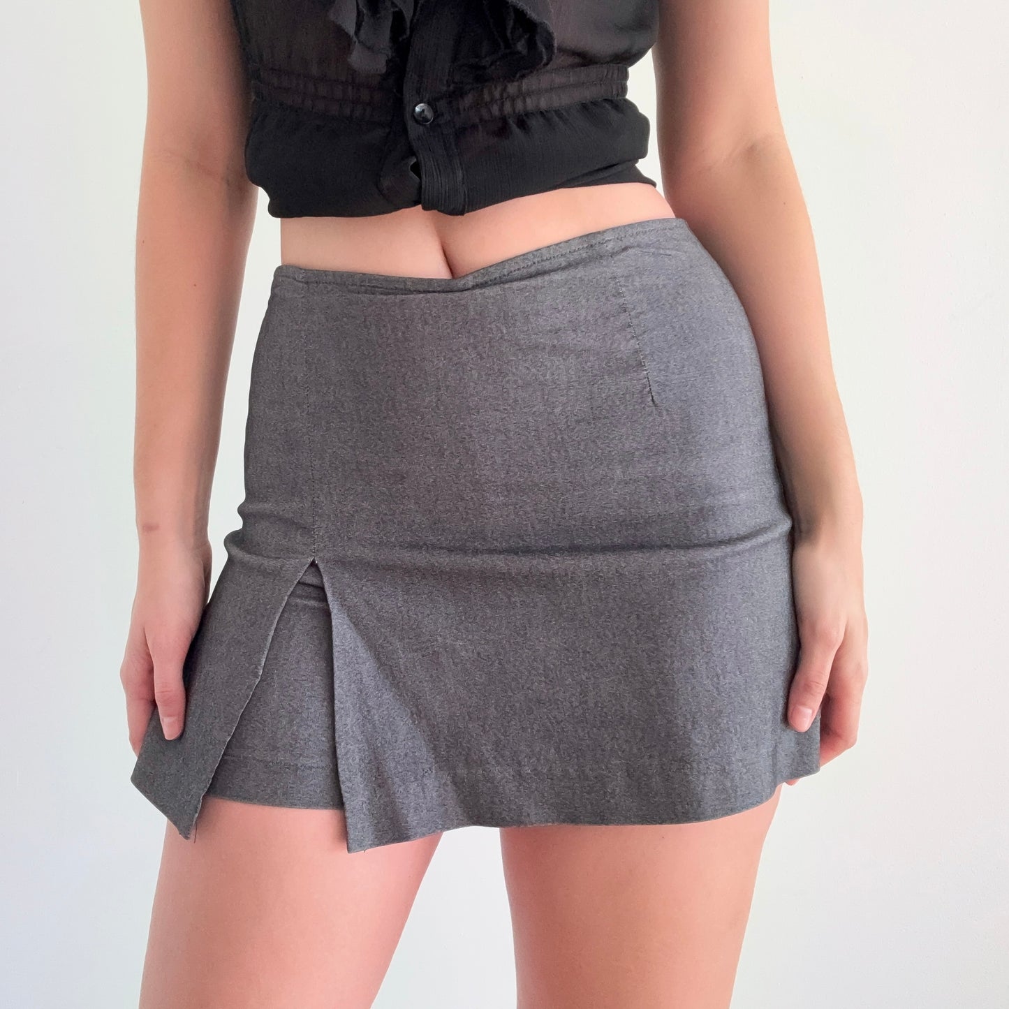 90's Grey Slit Mini Skort / SZ 4