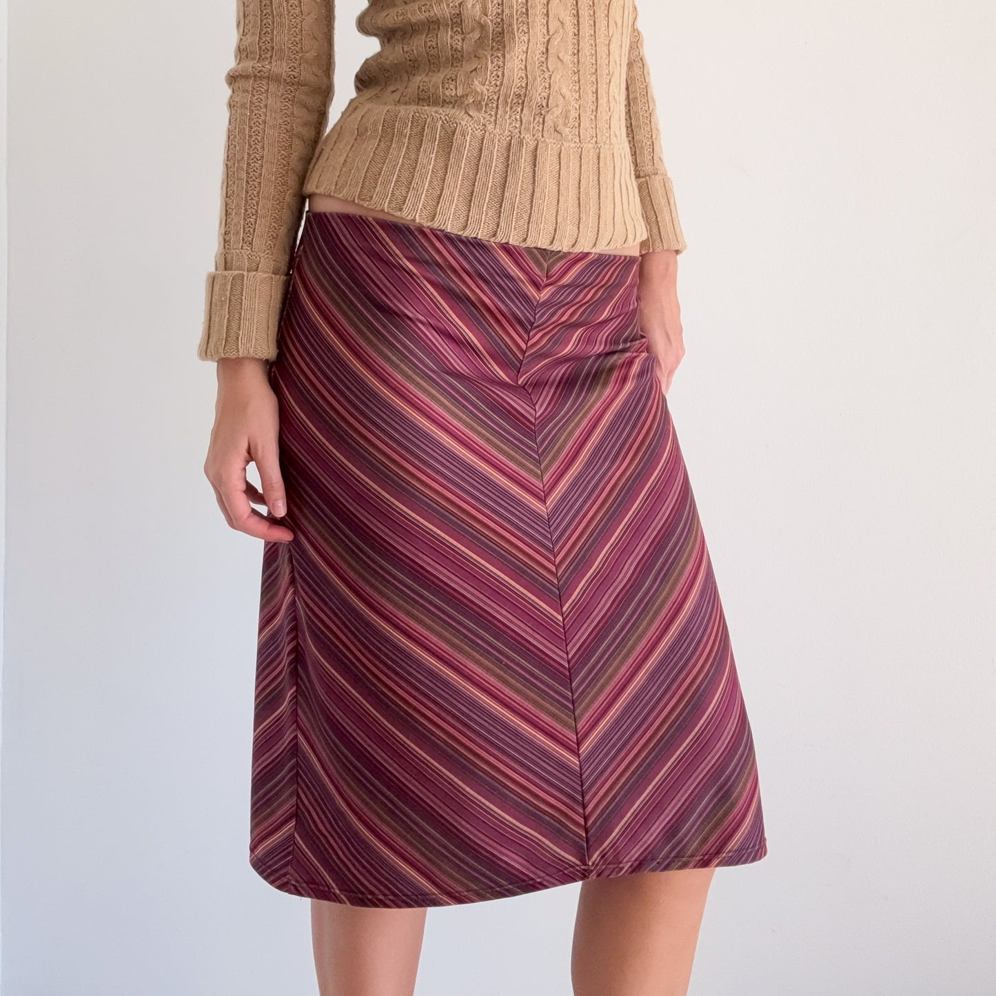 Y2K Purple Chevron Striped Midi Skirt / SZ M