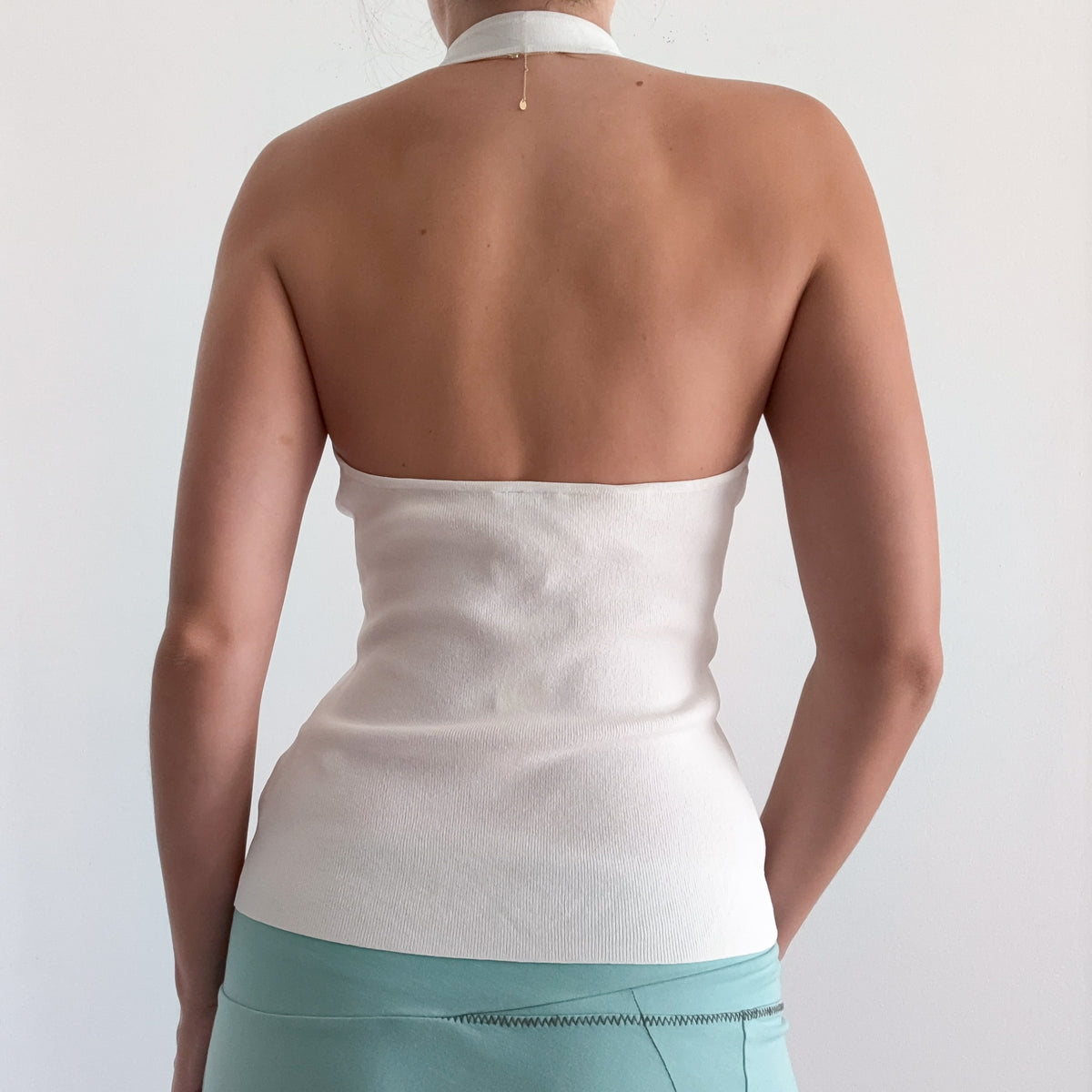 Y2K White Knit Halter Top / SZ S