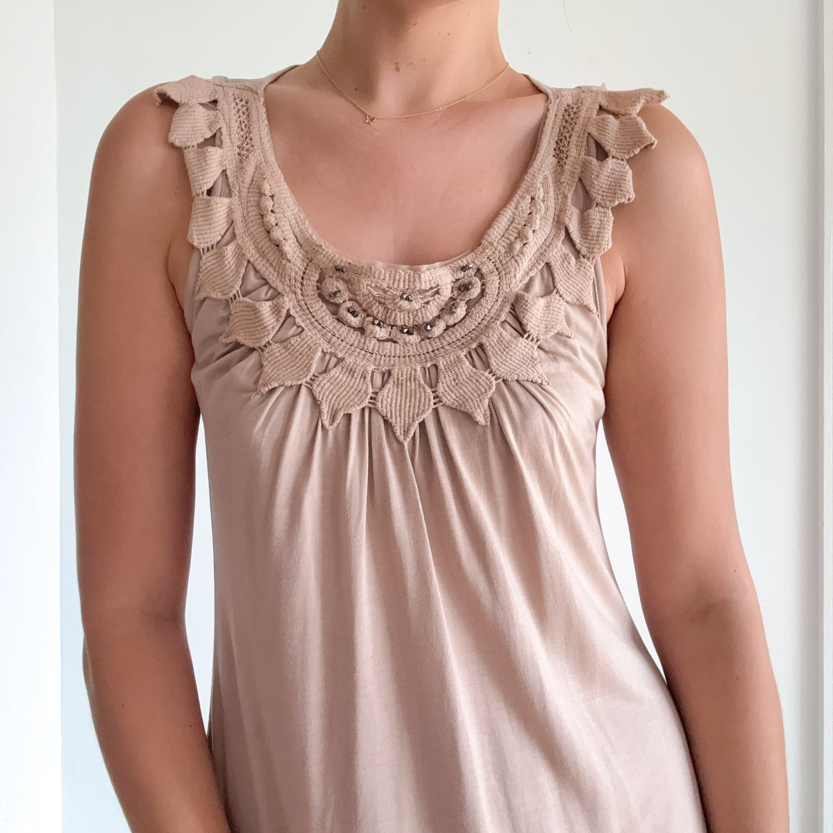 Y2K Kenar Tan Modal Mini Dress / Tunic / SZ M