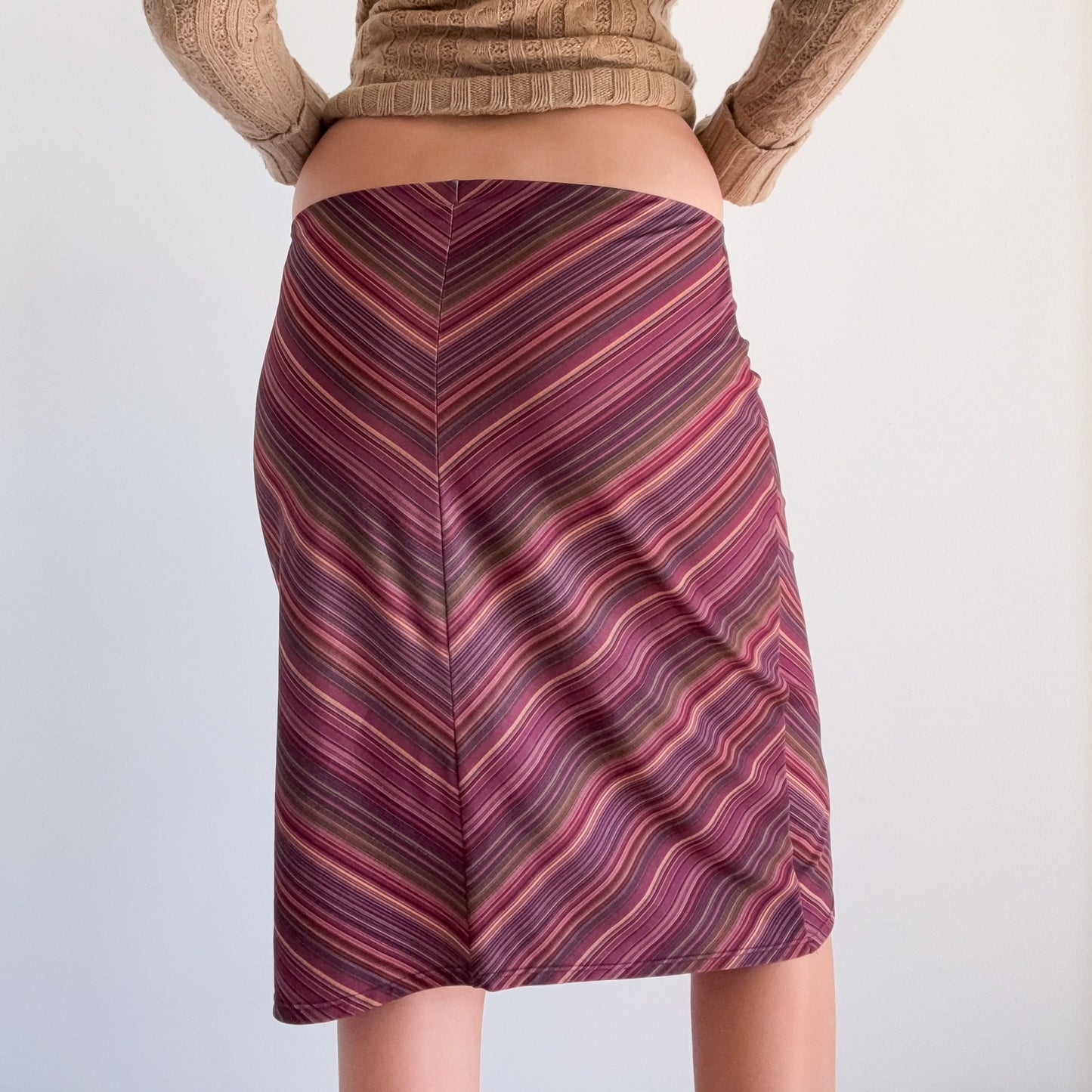 Y2K Purple Chevron Striped Midi Skirt / SZ M