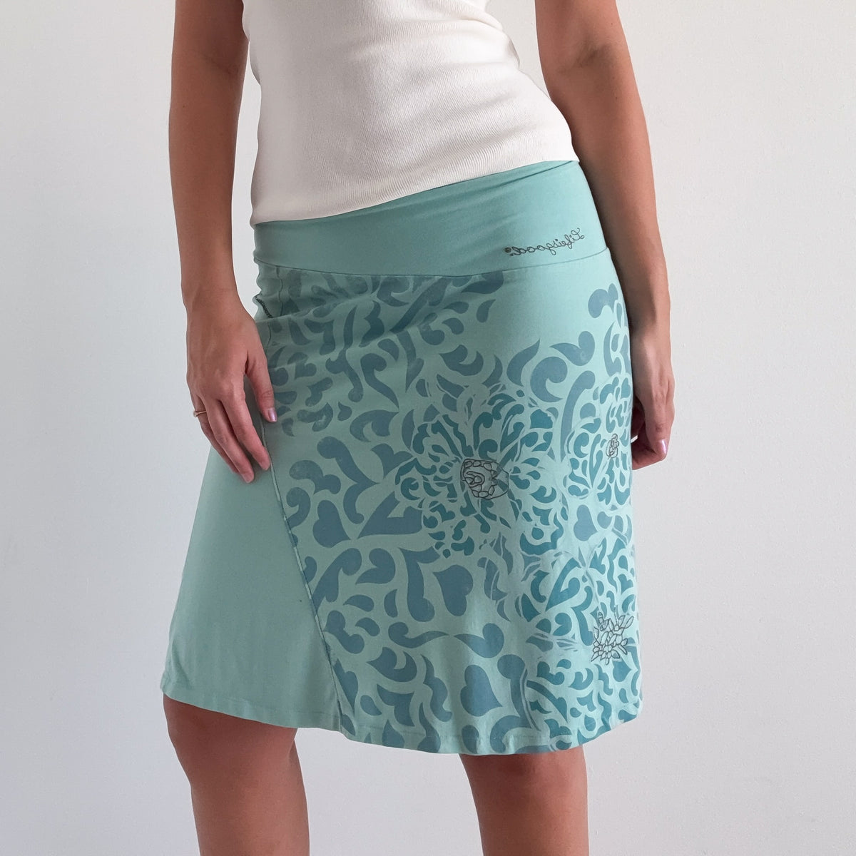 Y2K Aqua "Life is Good" Cotton Midi Skirt / SZ S