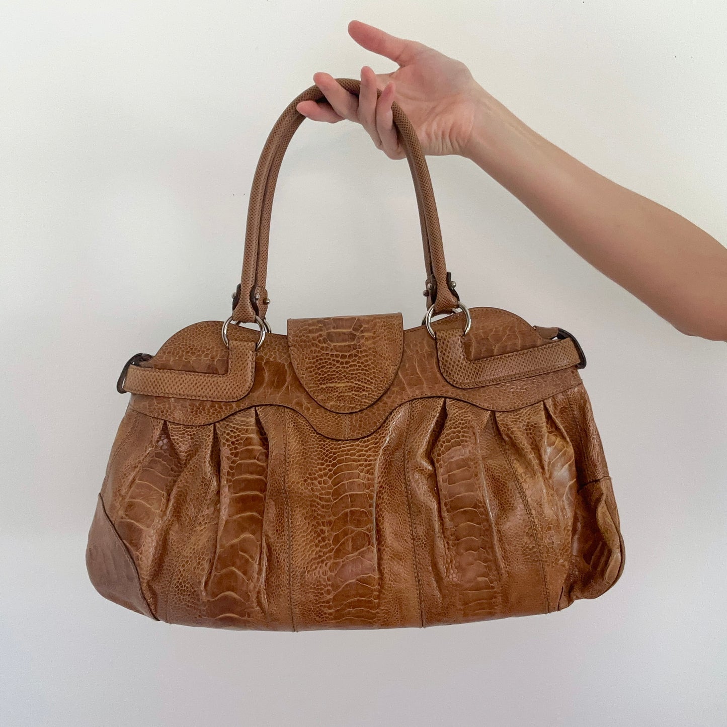 Y2K Ferragamo Brown Snakeskin Handbag