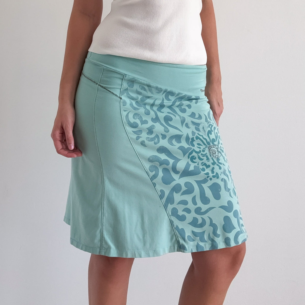 Y2K Aqua "Life is Good" Cotton Midi Skirt / SZ S