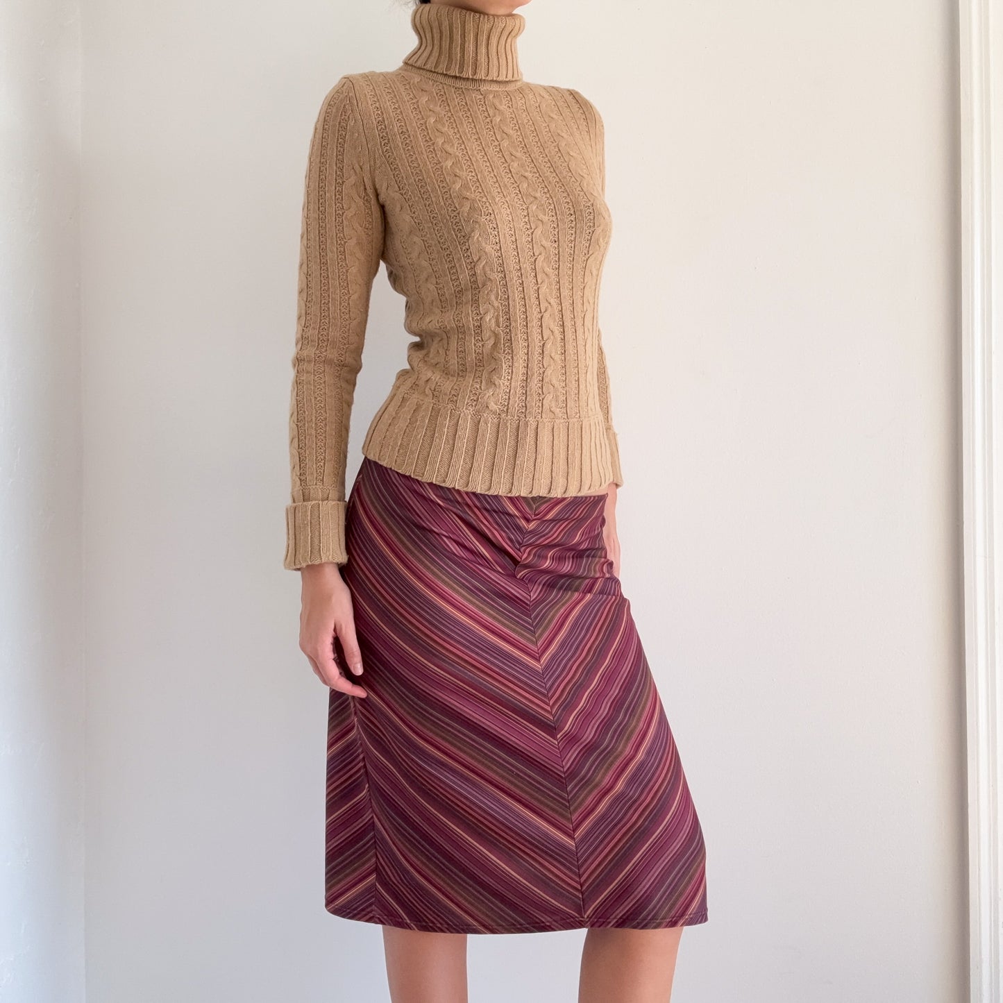 Y2K Purple Chevron Striped Midi Skirt / SZ M