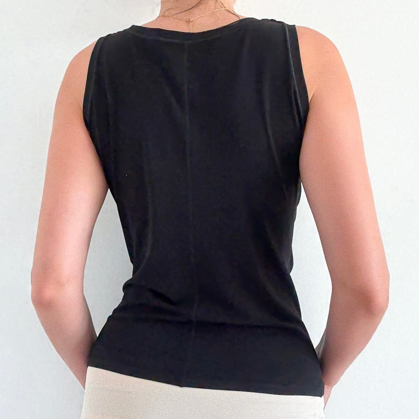Y2K Black Plunging Draped Top / SZ S