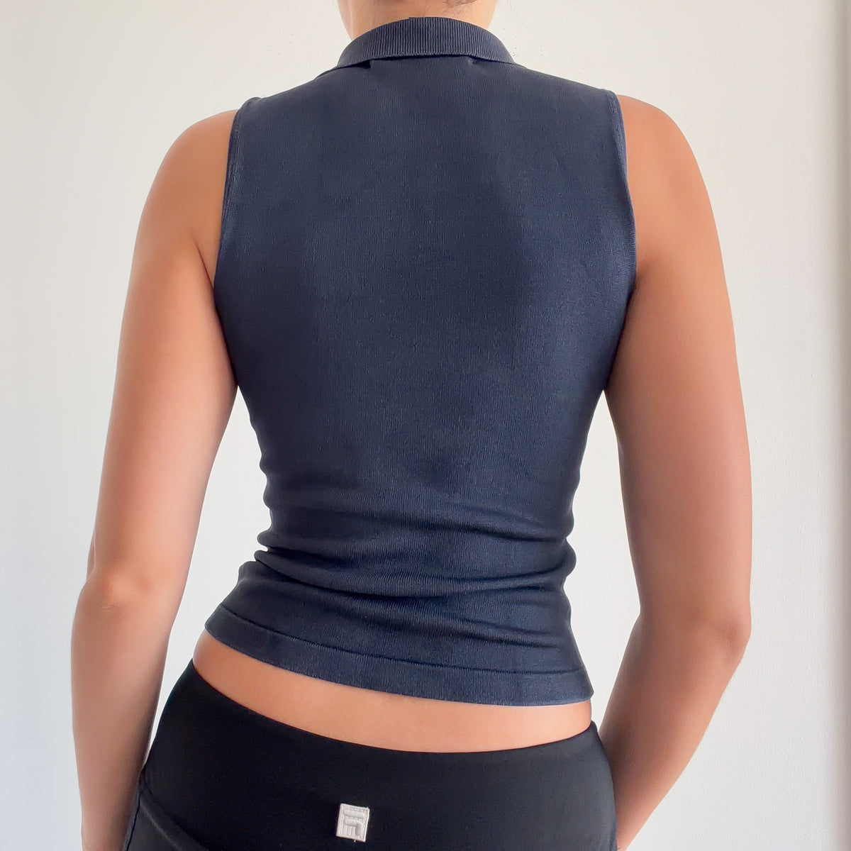 90's Ellen Tracy Blue Silk Knit Polo Top / SZ XS/S