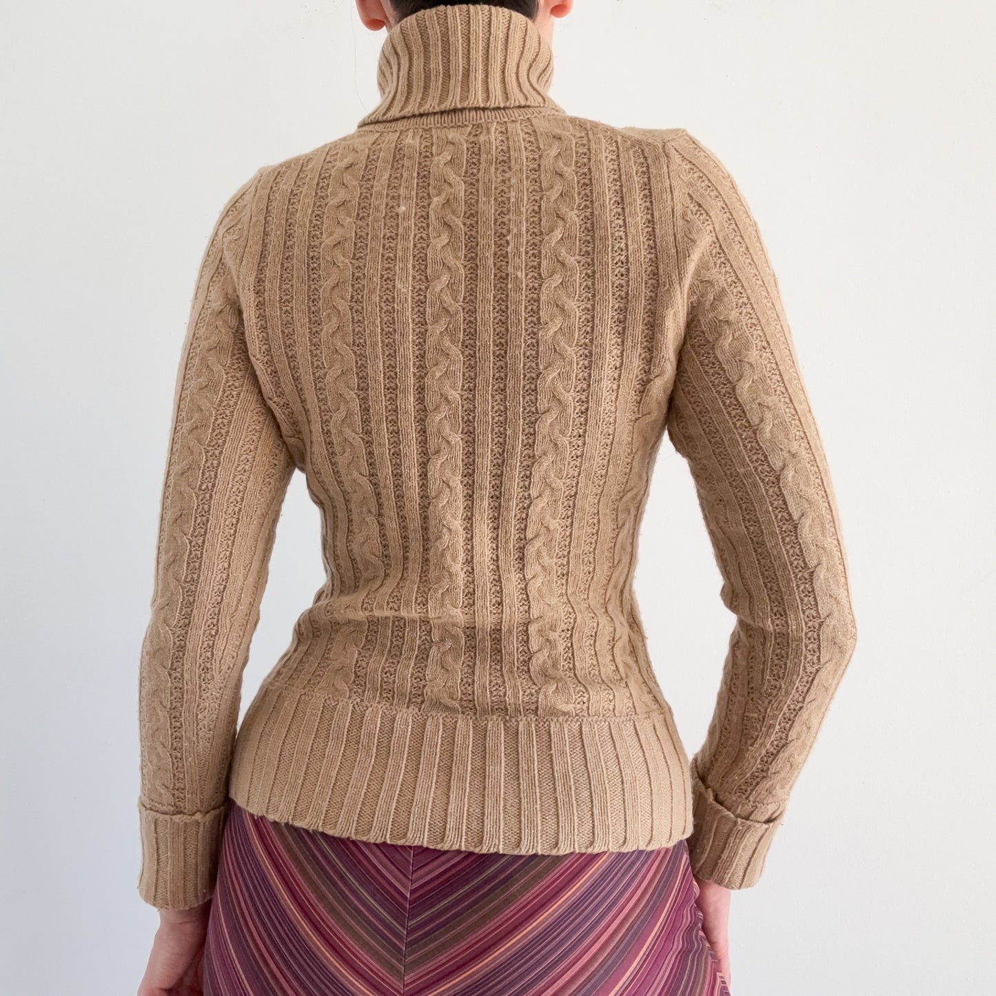 Y2K Express Camel Sparkle Knit Turtleneck / SZ S