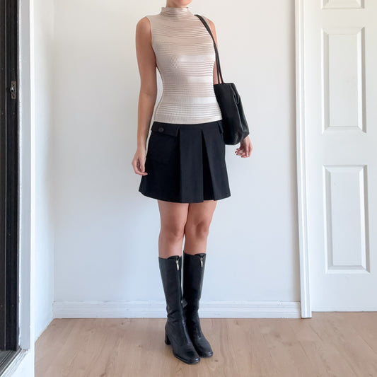 Y2K Diane vonFurstenberg Black Pleated Skirt / SZ 2-4