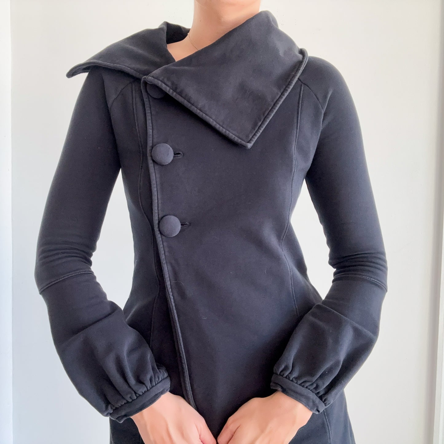 Y2K Faded Black Cotton Peacoat / SZ XS/S