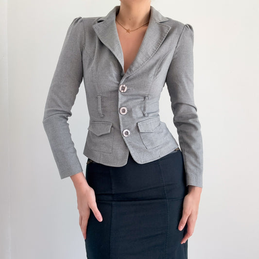 Y2K Grey Fitted Blazer / SZ S