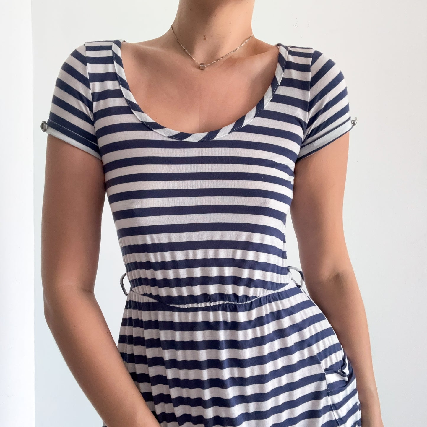 Y2K Blue & White Striped Mini Dress / SZ S