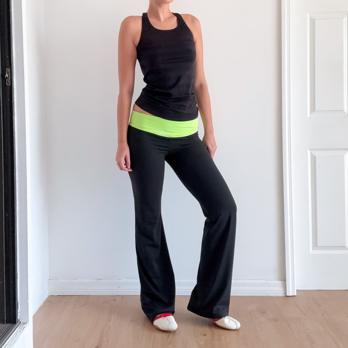 Y2K Neon Green & Black Yoga Pants / SZ L