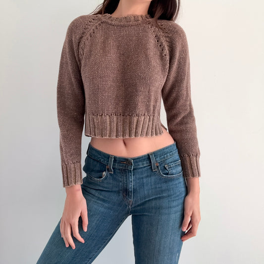 90's Light Brown Knit Chunky Sweater / SZ M