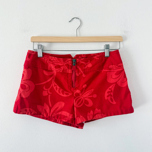 Y2K Red Tropical Mini Shorts / SZ 2/4