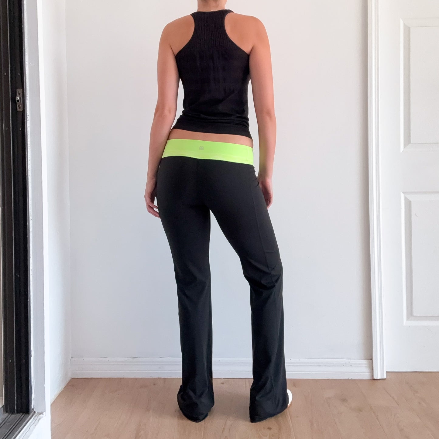 Y2K Neon Green & Black Yoga Pants / SZ L