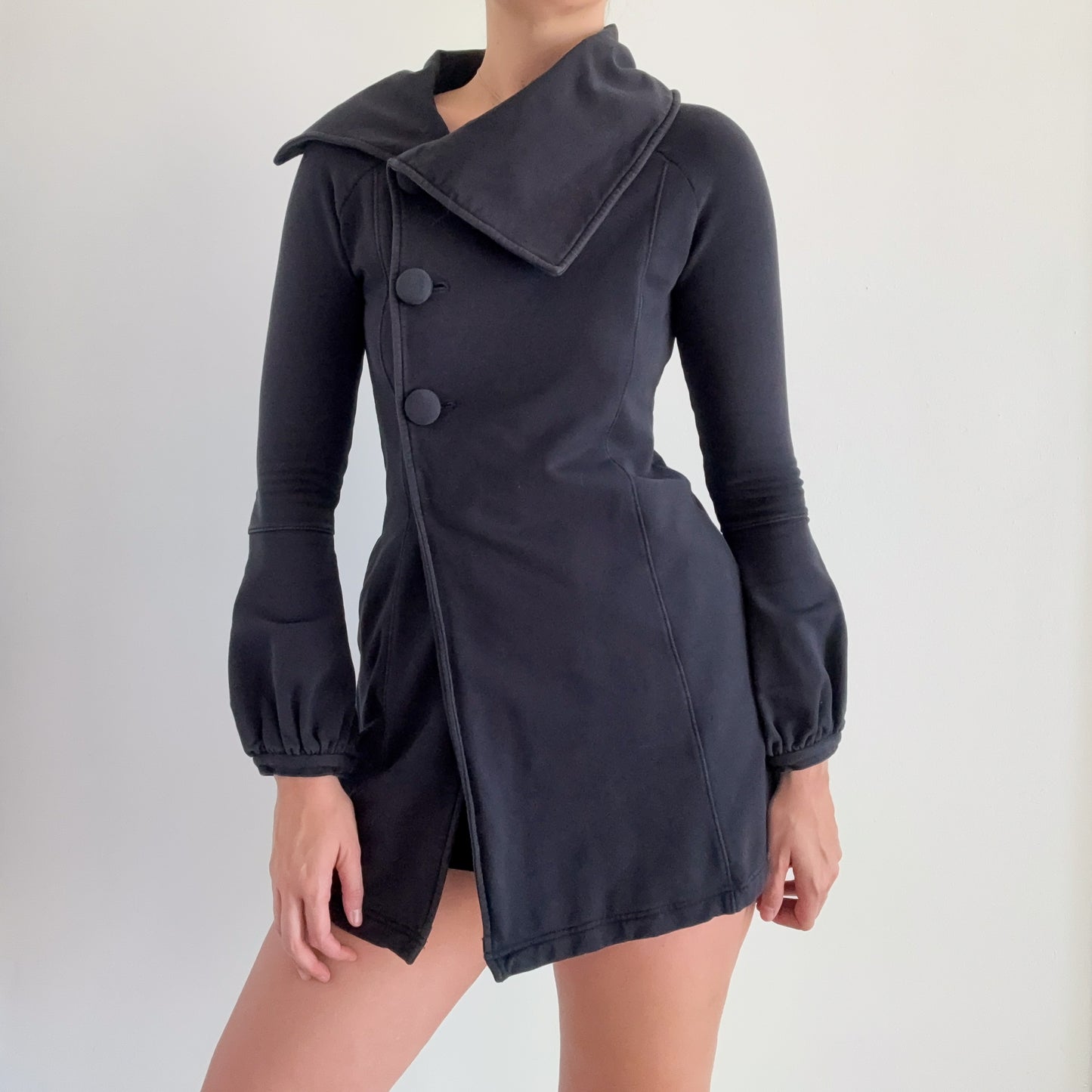 Y2K Faded Black Cotton Peacoat / SZ XS/S