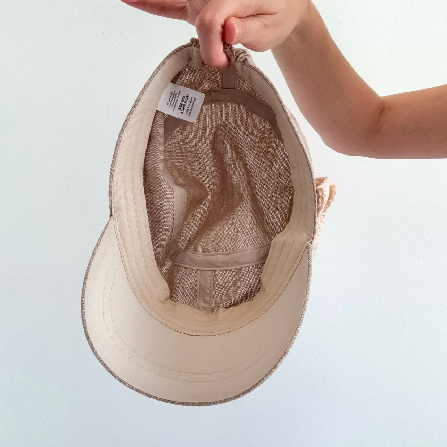 Y2K Ecru Linen Bow Army Cap