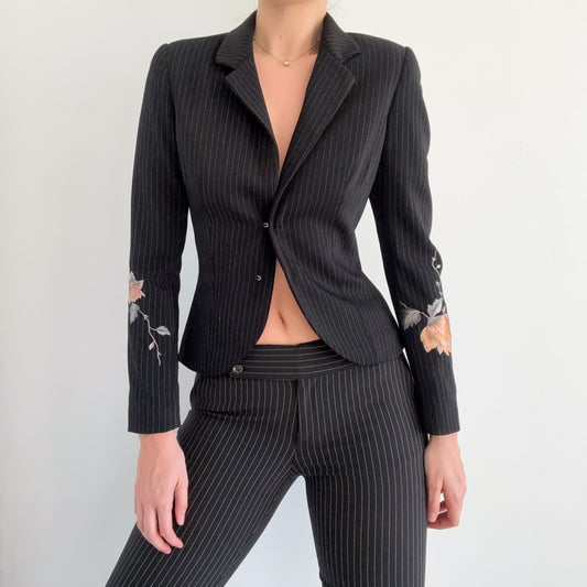 Y2K Mandalay Pinstripe Embroidered Blazer / SZ 4