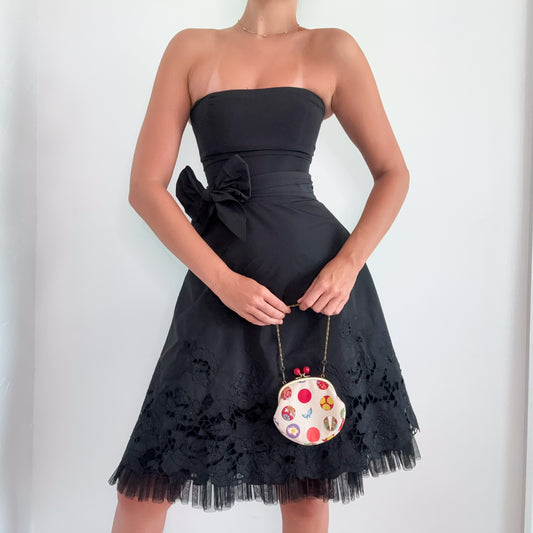 Y2K BCBGMaxAzria Black Taffeta Cocktail Dress / SZ 2