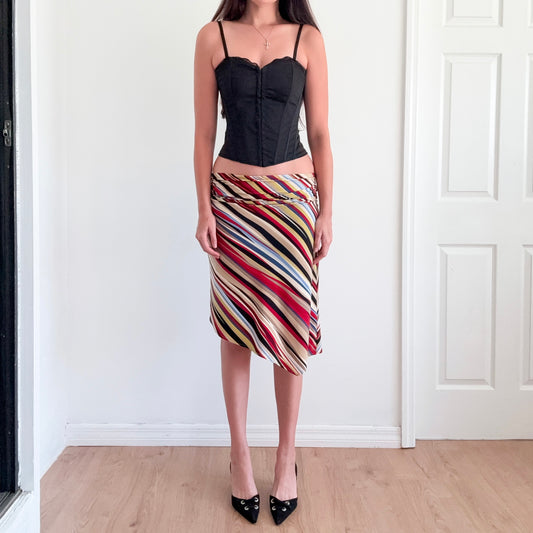 Y2K BCBGMaxAzria Multi Striped Midi Skirt / SZ S