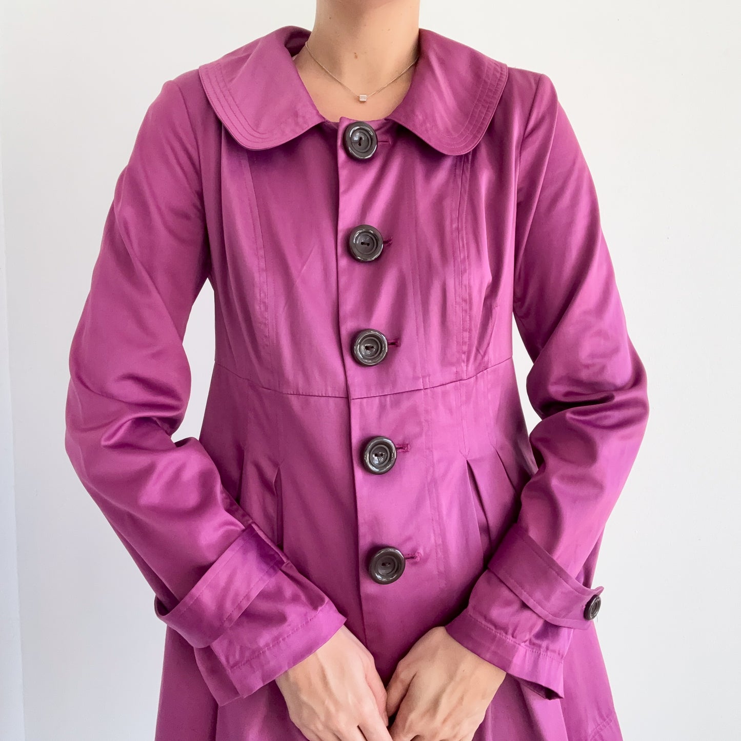 Y2K Mulberry Satin Babydoll Coat / SZ M