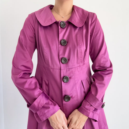 Y2K Mulberry Satin Babydoll Coat / SZ M