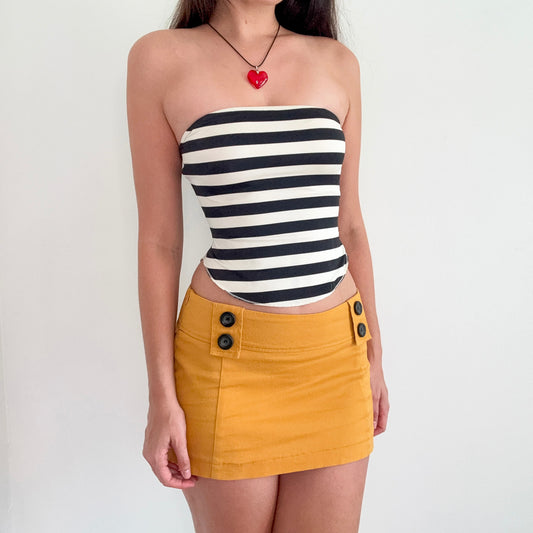 80's B&W Striped Tube Top / SZ S