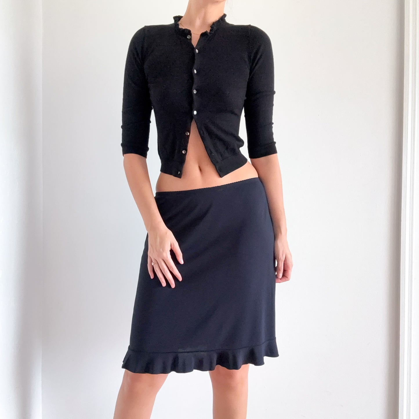 Y2K Dark Navy Slinky Midi Skirt / SZ S-M