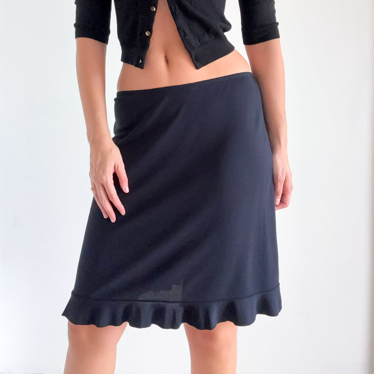 Y2K Dark Navy Slinky Midi Skirt / SZ S-M
