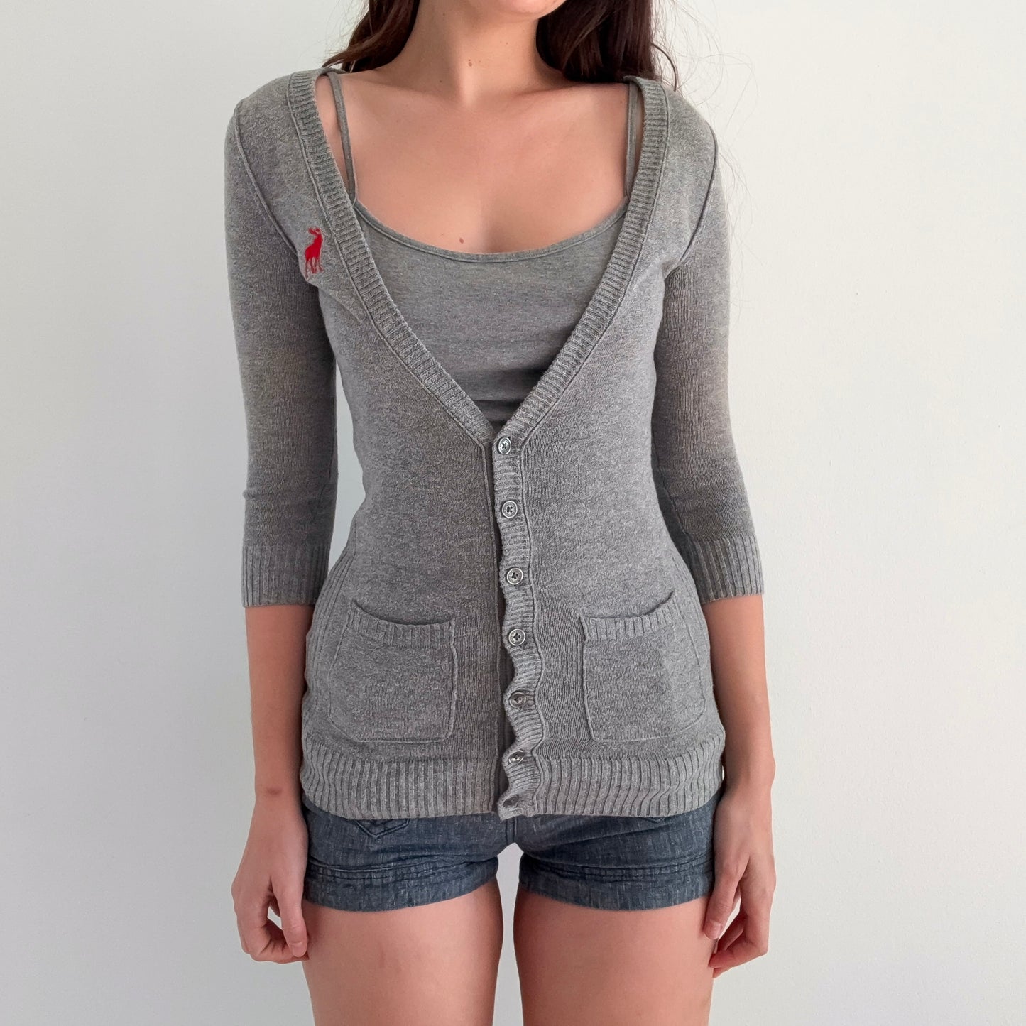 Y2K Abercrombie Grey Knit Cardigan / SZ XS/S