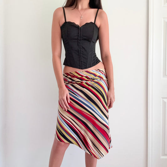 Y2K BCBGMaxAzria Multi Striped Midi Skirt / SZ S