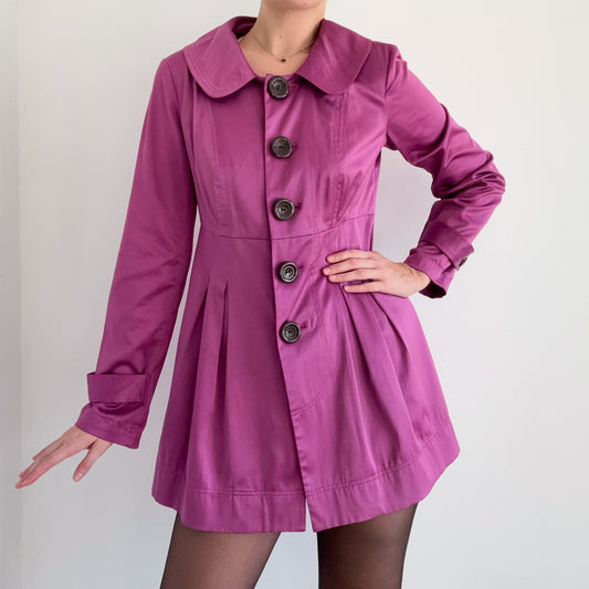 Y2K Mulberry Satin Babydoll Coat / SZ M