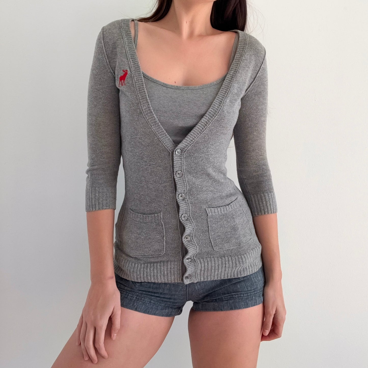 Y2K Abercrombie Grey Knit Cardigan / SZ XS/S