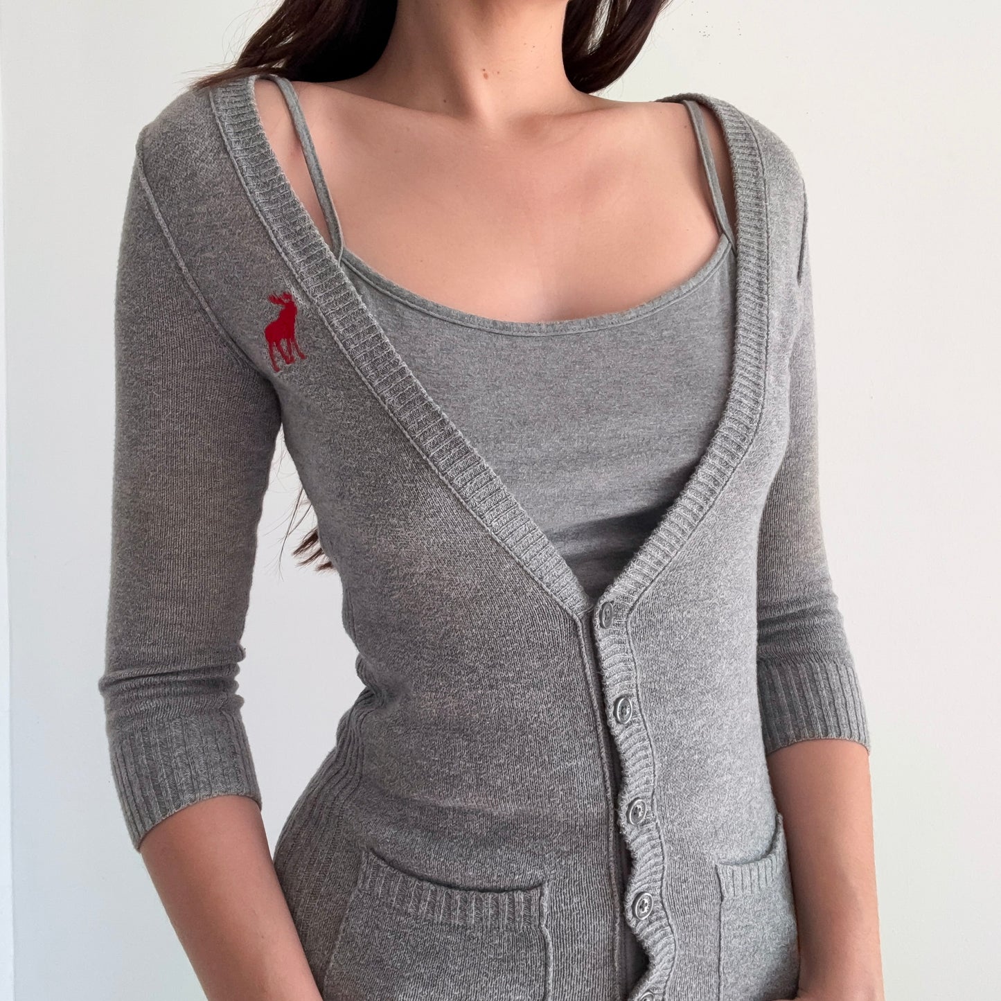 Y2K Abercrombie Grey Knit Cardigan / SZ XS/S