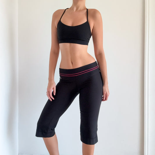 Y2K Black & Hot Pink Capri Leggings / SZ S