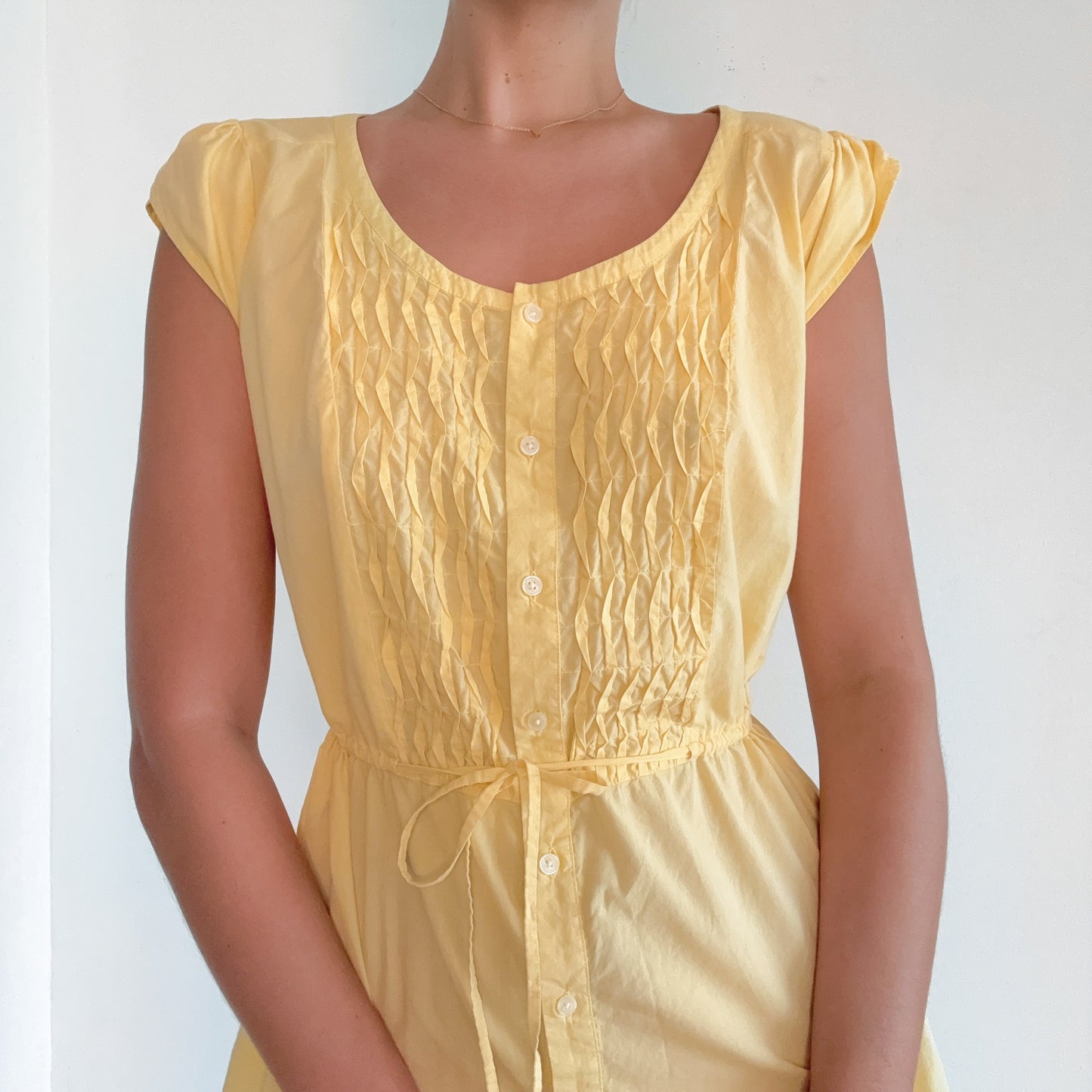 Y2K Yellow Cotton Shirt Mini Dress / SZ M