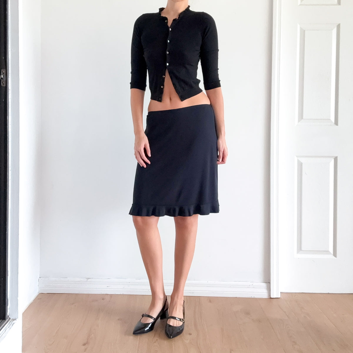 Y2K Dark Navy Slinky Midi Skirt / SZ S-M