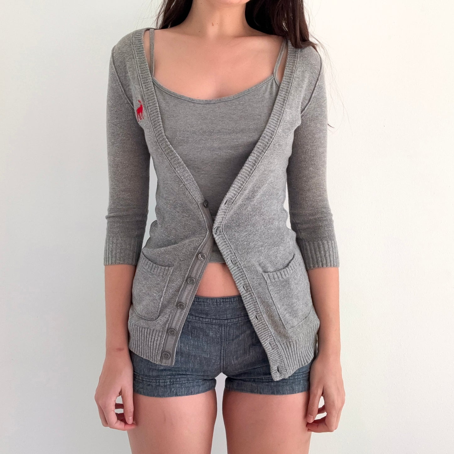 Y2K Abercrombie Grey Knit Cardigan / SZ XS/S