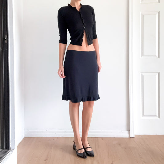 Y2K Dark Navy Slinky Midi Skirt / SZ S-M