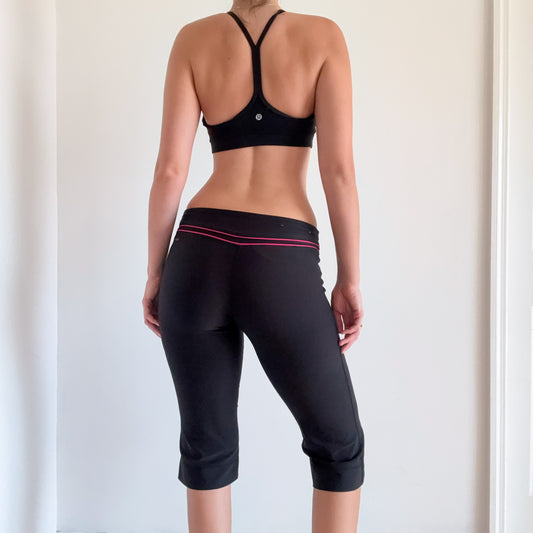 Y2K Black & Hot Pink Capri Leggings / SZ S