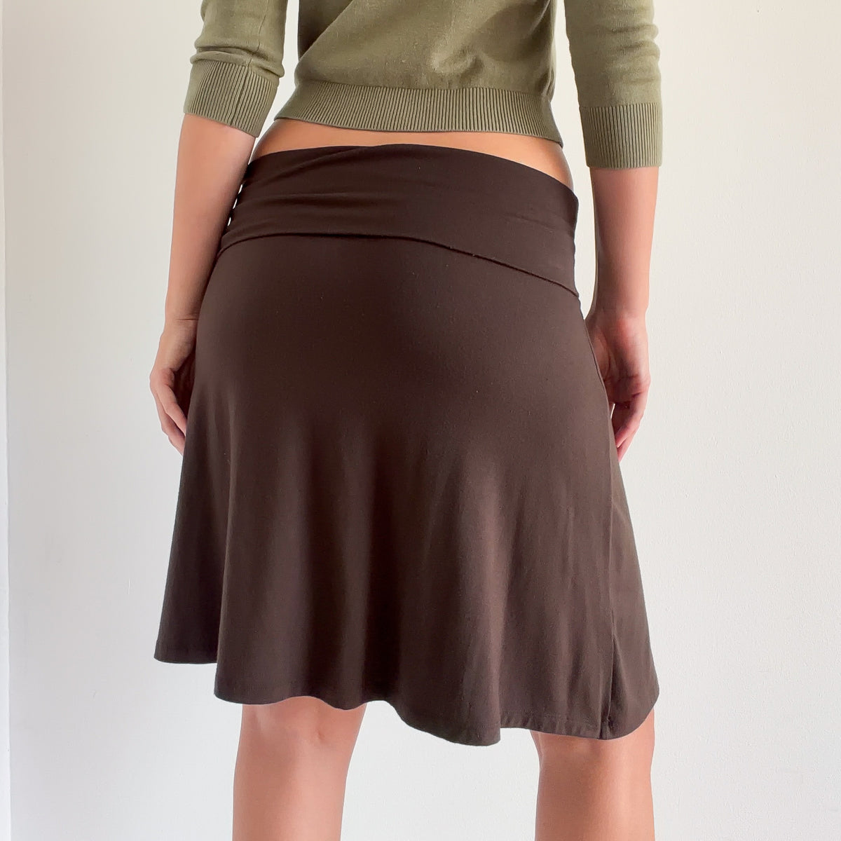 Y2K Brown Foldover Midi Skirt / SZ S
